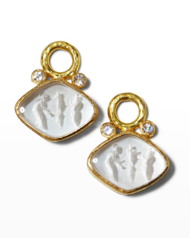 19K Light Aqua 'Rombo' Earring Pendants